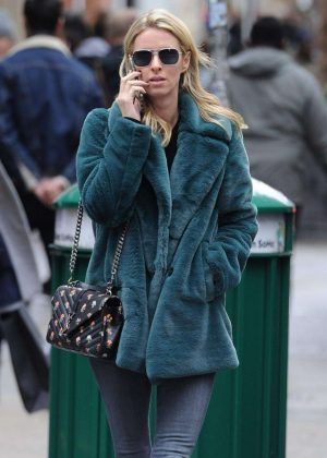 Nicky Hilton in Green Fur Coat - Out in New York City