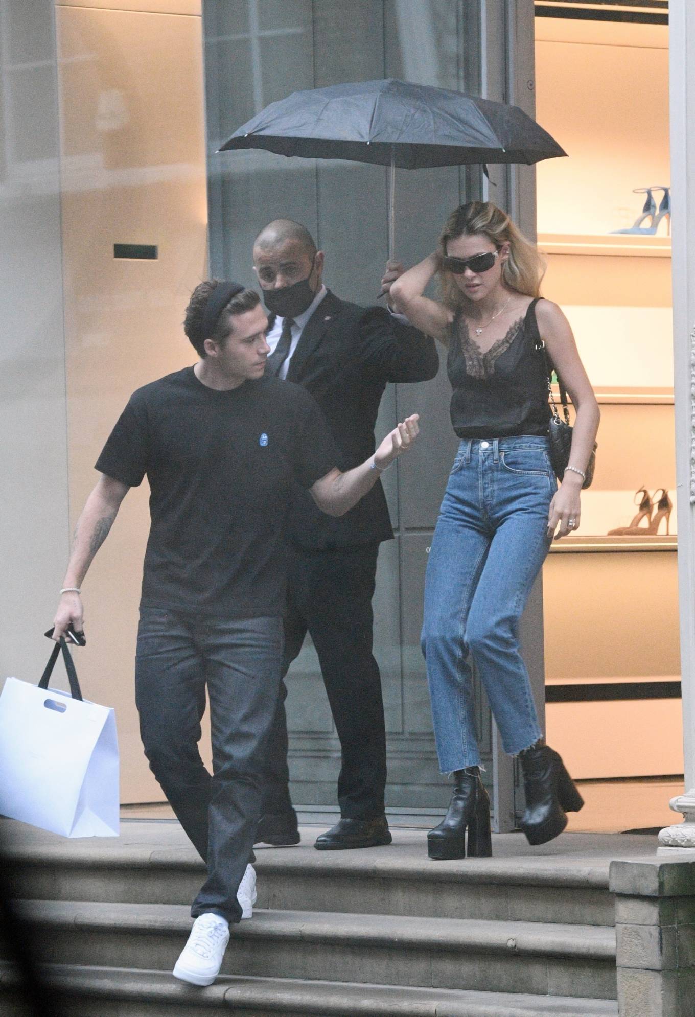 Nicola Peltz and Brooklyn Beckham spotted leaving the Victoria Beckham store on Dover Street