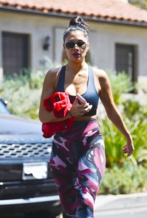 Nicole Scherzinger - Out in a sports bra and leggings in Hollywood