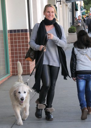 Nicollette Sheridan - Walking her Dog in Beverly Hills