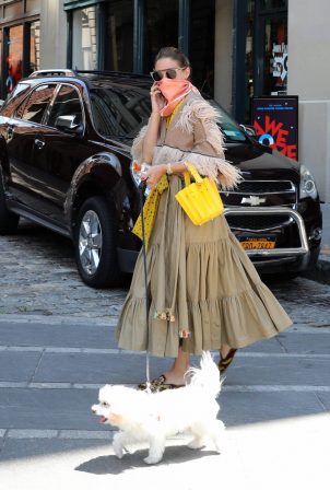 Olivia Palermo - Taking her dog Mr Butler out for a walk in Brooklyn