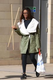 Otlile Mabuse - Arrives for dance rehearsals in Manchester