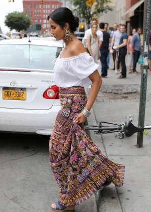 Padma Lakshmi in Long Skirt out in New York