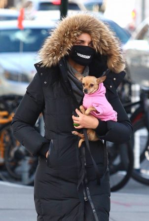 Padma Lakshmi - Out on a cold weather in Manhattan’s East Village