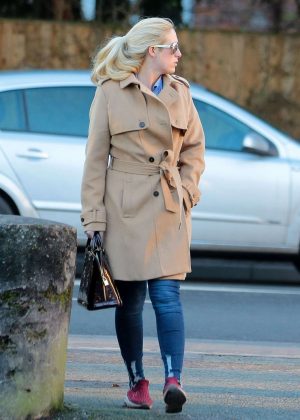 Paris Fury in Beige Coat Out in Cheshire