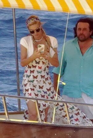 Paris Hilton - With her husband Carter Reum on a boat ride in Capri