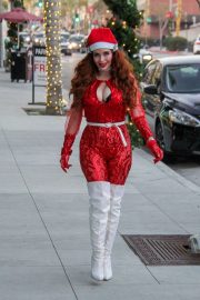 Phoebe Price in Red Suit - Shopping in Beverly Hills