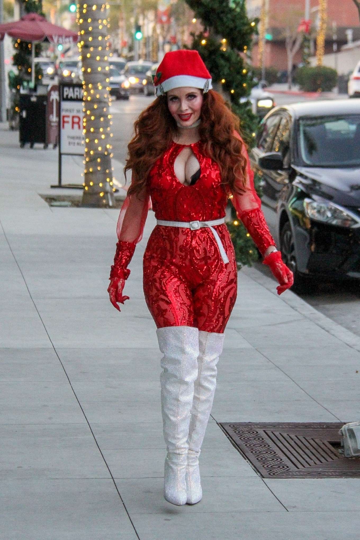 Phoebe Price in Red Suit – Shopping in Beverly Hills | GotCeleb