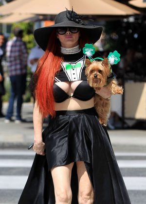 Phoebe Price out walking her dog in Beverly Hills