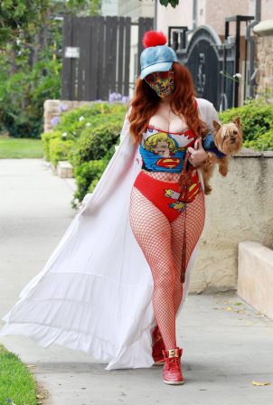 Phoebe Price - Wearing a Super Girl shirt in Los Angeles