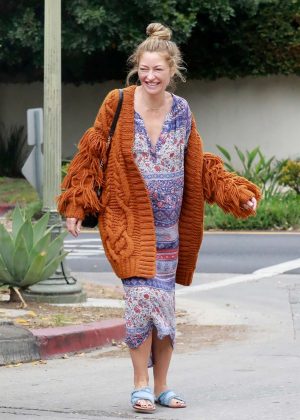 Rebecca Gayheart in Long Dress and Sweater in Los Feliz