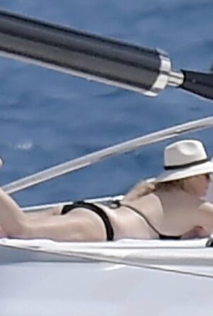 Rebel Wilson - Sunbathing on a luxury yacht in Portofino