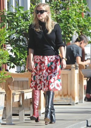 Reese Witherspoon in Floral Skirt Out in Brentwood