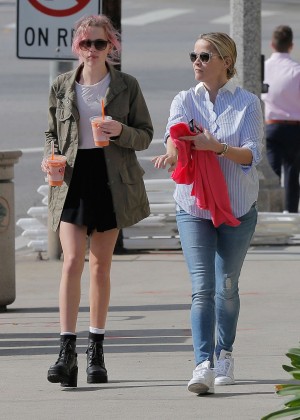 Reese Witherspoon with her daughter out in Brentwood