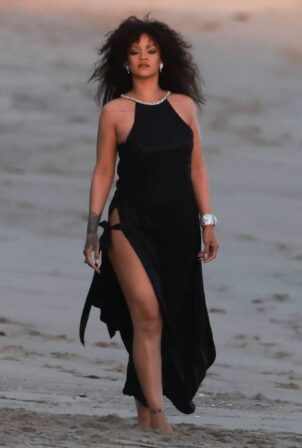 Rihanna - Chanel Photoshoot candids on Malibu beach