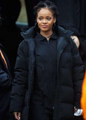 Rihanna in Black Jacket on the set of 'Ocean's Eight' in New York City