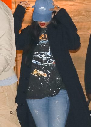 Rihanna in Jeans at Nobu in Malibu