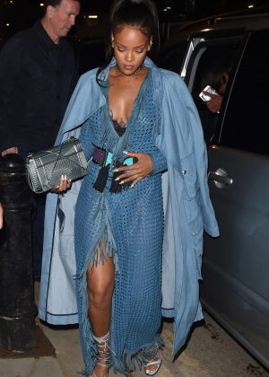 Rihanna in Long Dress night out in London