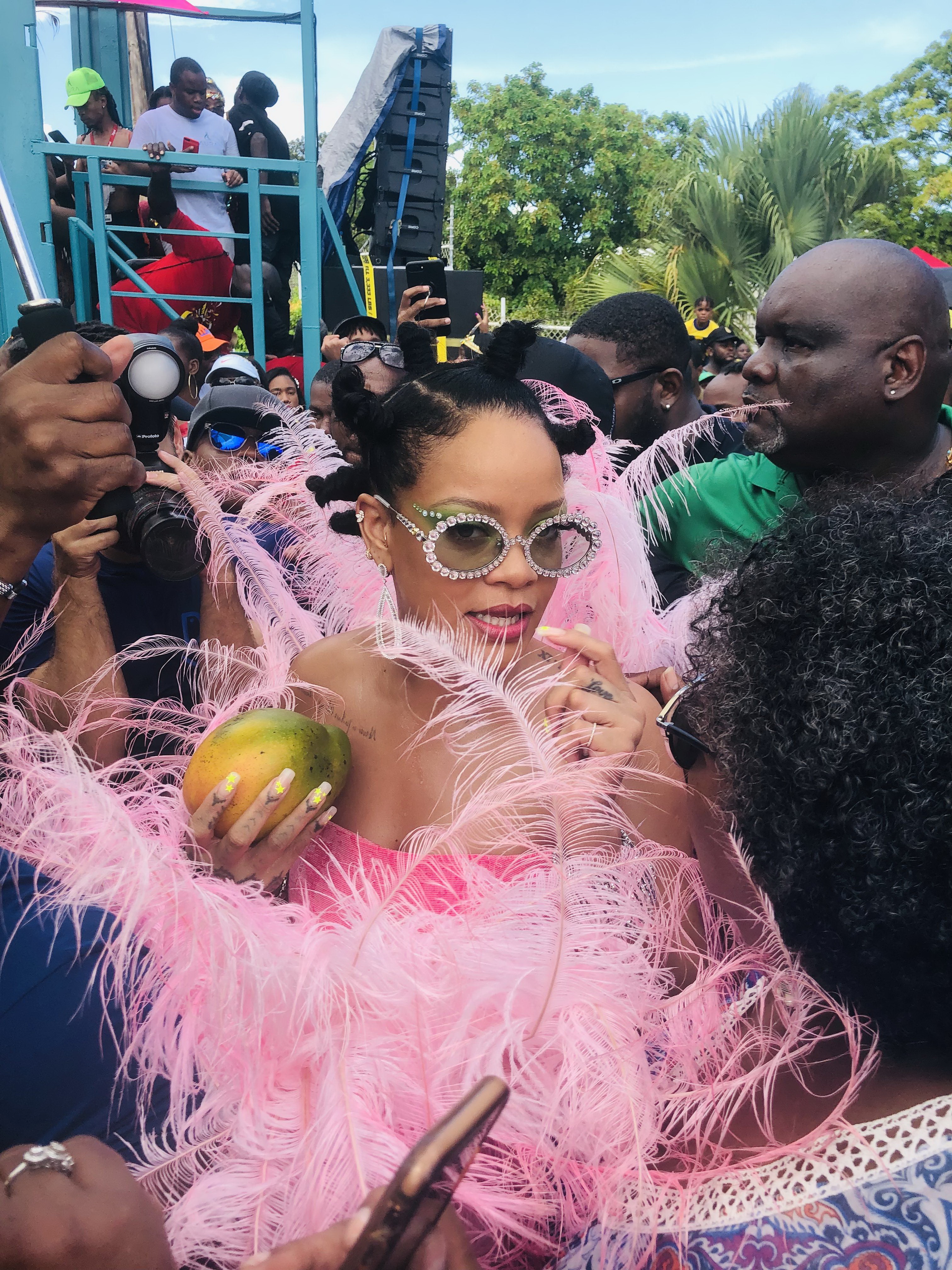 Rihanna in Pink at â€˜Kadooment Dayâ€™ Parade in St. Michael Parish