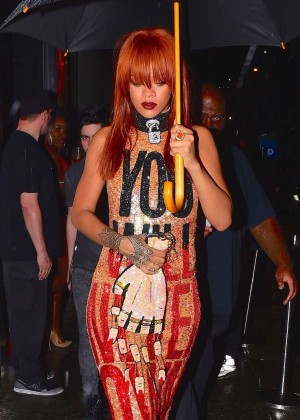 Rihanna in Tight Dress Out in New York City