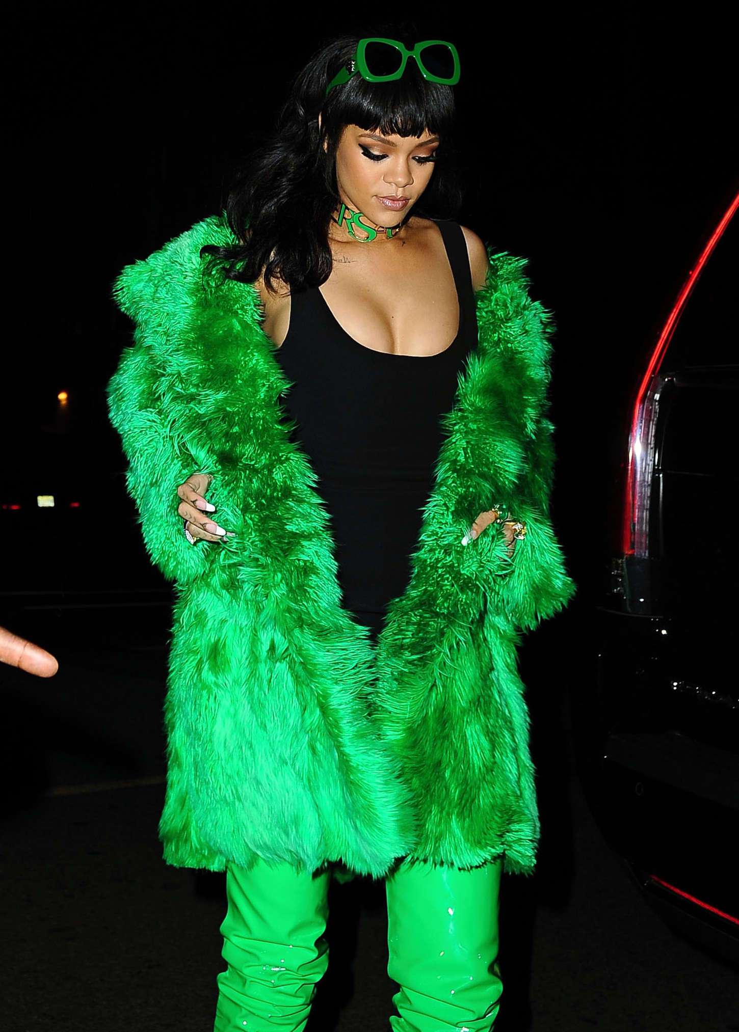 Rihanna in Green Coat -34 | GotCeleb