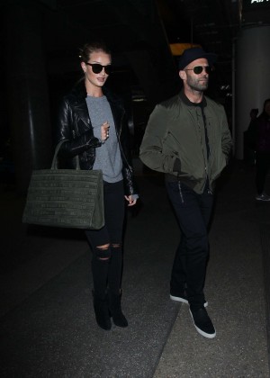 Rosie Huntington Whiteley and Jason Statham at LAX Airport in LA