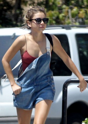 Sarah Hyland in Jeans Shorts Shopping in LA