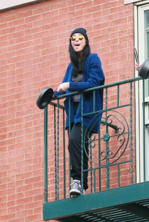 Sarah Silverman - Cheers again for Essential Workers from her fire escape in NY