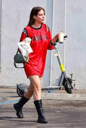 Scout Willis - Dons an oversized red t-shirt while out in Los Feliz