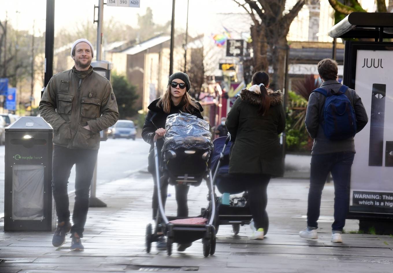 Sophie Cookson – With her newborn baby in London