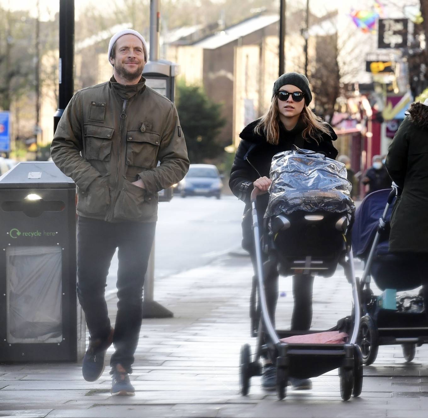 Sophie Cookson – With her newborn baby in London