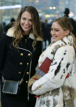 Sutton Foster and Hilary Duff on the set of 'Younger' in New York City