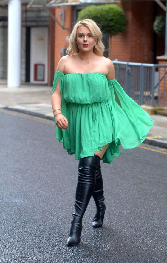 Tallia Storm in Green Dress – Out in Chelsea | GotCeleb