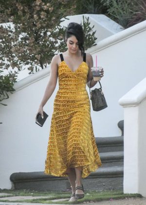 Vanessa Hudgens in Yellow Summer Dress in Los Angeles
