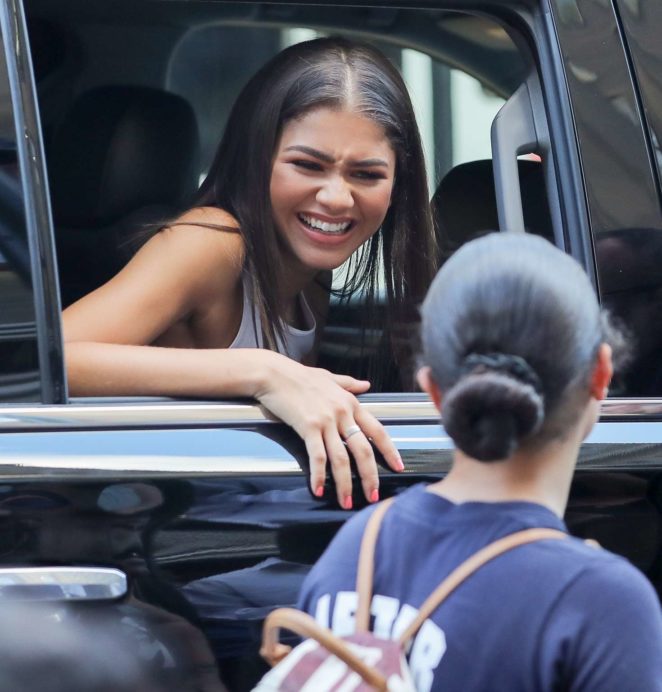 Zendaya greets some of her fans from her car in New York | GotCeleb